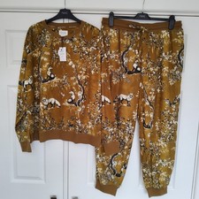 NEXT Womens Olive Green Fox / Leaf Cosy Pyjamas SIZE LARGE 16 - 18 New with Tags
