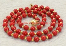 Beautiful 6mm South Sea Red Coral Round Gemstone Beads Necklace 18 Inches AAA