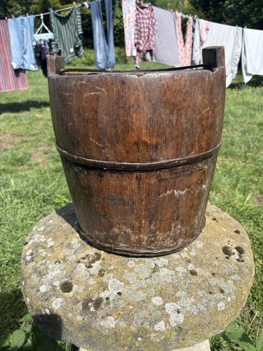 Antique wooden well bucket - antique,