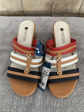 Pavers White Navy Red Sandals BNWT UK 5 RRP £29.99