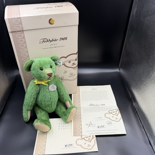 Steiff green replica teddy - green,