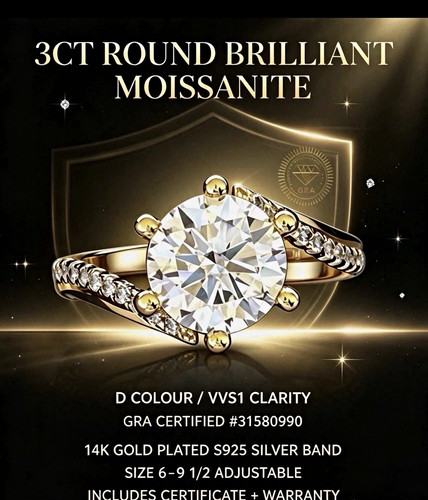 3ct round cut moissanite - round,