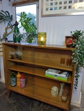 Mid Century Oak Sliding Glass