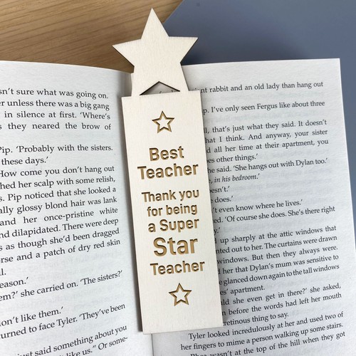 Wooden bookmark star teacher - wooden,