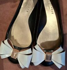 Ted Baker black& White Bow jelly, plastic flat shoes UK3