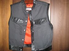 Big Red Machine made / Denim and Leather Biker Vest