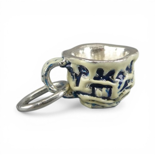 Sterling silver enamel blue - silver,