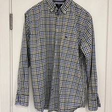 Fynch Hatton Super soft Twill Shirt Size XL Brown And Blue Gingham Lovely Cotton