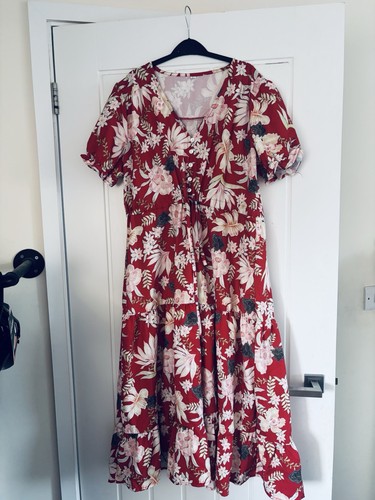 Shein red floral maxi dress - red,