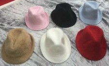 Ladies angora trilby flowerpot style hat trendy fashion or fancy dress accessory