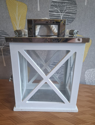 Large white wooden lantern - large,