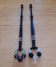 2 Wood Lace Bobbins. Brown