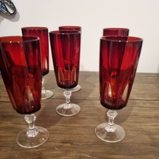 Vintage Luminarc Durand France Ruby Red Gothic Arch Glasses – Set of 6