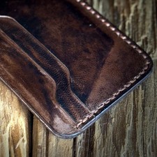 Handmade Pure Leather Card Holder Minimalist Wallet for Cards & Cash | 3 Colors