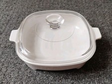 Corning Ware MW-9-B 21cm Square Microwave Browning Dish White with Pyrex Lid