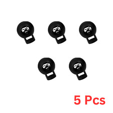 5 x Black Round Single Hole Spring Cord Locks End Toggles for Drawstrings Secure