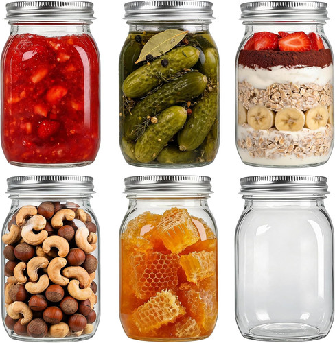 Glass jars with - with, lids,