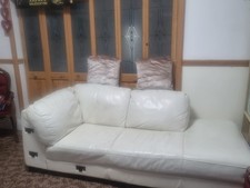 SCS Cream Leather Corner Sofa
