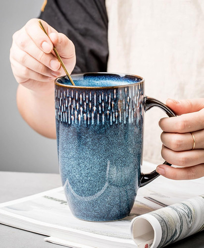600ml blue ceramic retro - 600ml,