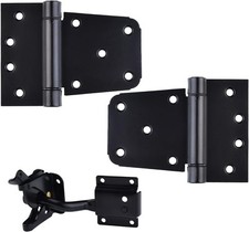 Self-Closing Gate Hardware Kit,1 Pack Self-locking Latch and 2 Black 