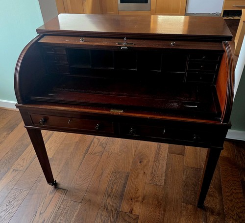 Antique mahogany roll top desk - mahogany,