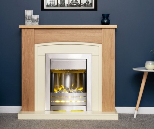 Electric fire oak cream - fire,