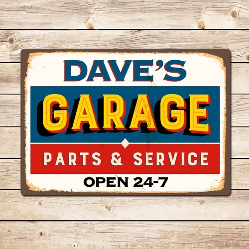 Personalised retro garage - personalised,