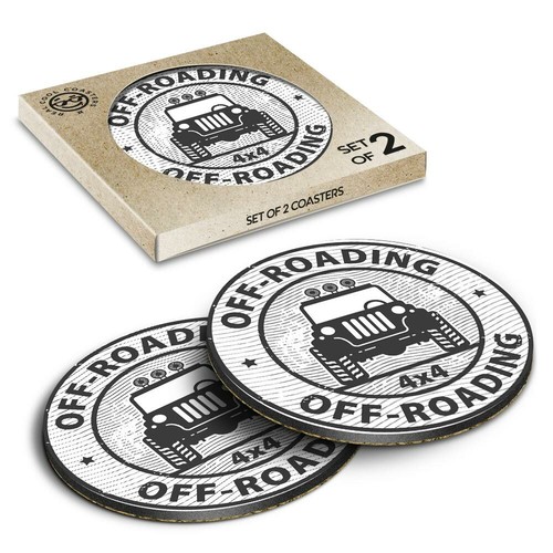 Boxed round coasters bw - round,