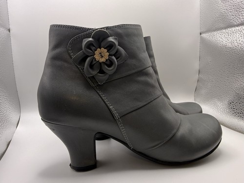 Hotter grey leather ankle - grey,