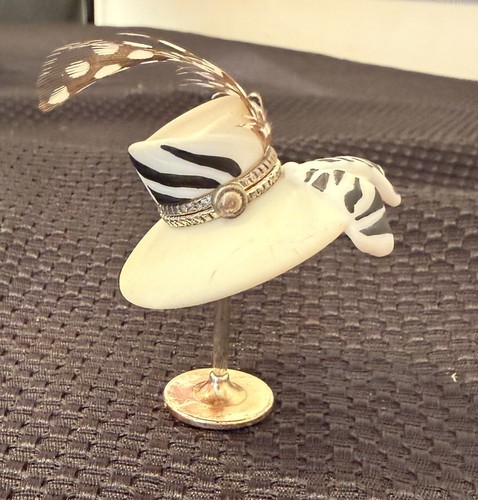 Vintage black white hat - black, &