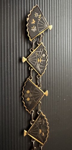 Vintage japanese damascene fan - vintage,