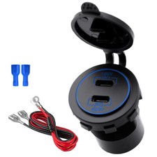 12V/24V Car Power Outlet PD Type C Dual USB C Fast Charger Socket Adapter UK