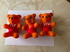 VINTAGE RETRO FLOCK CHRISTMAS TREE DECORATIONs Teddies x 3