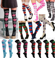 OVER THE KNEE ARGYLE SOCKS KNEE HIGH DIAMOND CHECK SOCKS PUB GOLF FANCY DRESS