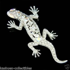 ~Iguana Lizard REPTILE Gecko Salamander Newt made with Swarovski Crystal Brooch