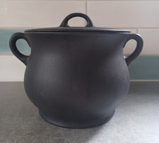 Heavy Vintage Cast Iron Dutch Oven Black Cauldron with Lid 7" High - Medium Size