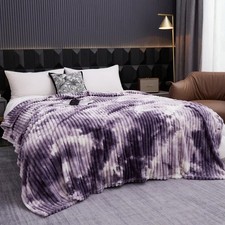 High Quality Flannel Fleece Throw Blanket Tie Dye Warm Sofa Bed Plaid