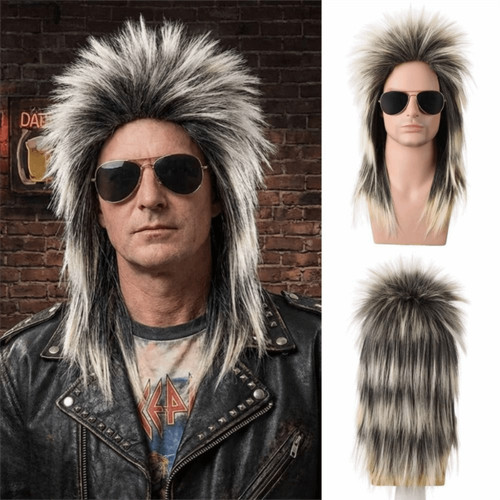 Mens long mullet wigs 80s - mens,