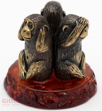 Solid Brass Amber Figurine 3
