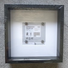 IKEA SANNAHED Black Photo Frame Picture Display Box 3D Deep Frame 25x25cm