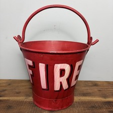 Vintage Red Fire Bucket - Rustic Metal Bucket - Ideal Planter / Kindling Bucket