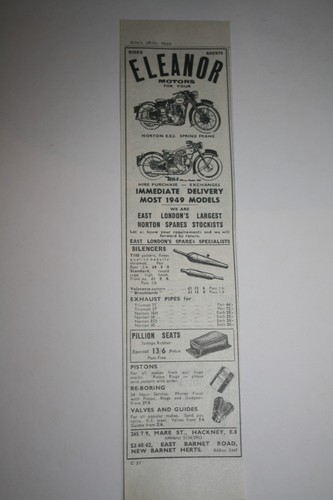 1949 advert for norton - "norton, &
