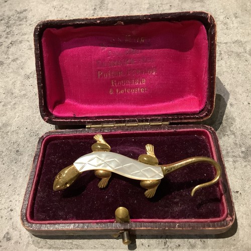 Vintage mother pearl lizard - of,