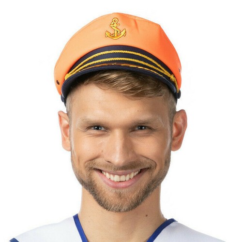 Neon orange sailor captain - orange, hat