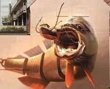 Art Postcard Street Ltd Edit just10 Print Proof "Large Fish Small Boat" Graffiti