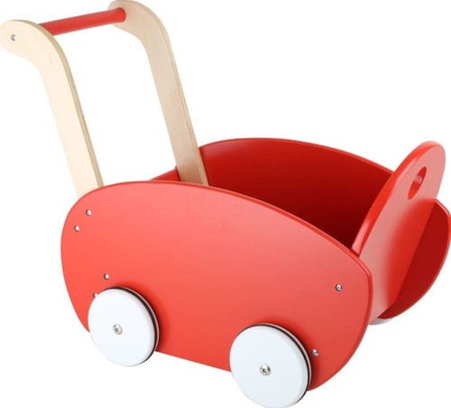 Dolls pram red wooden - dolls,
