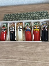 Set Of 6 Miniature Vintage Chinese Opera Mask Wall Decorations, Original Box.