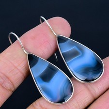 Banded Agate Gemstone Handmade Drop Dangle Earrings Jewelry Gift1.89"