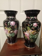 Pair Victorian Black Floral