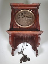 Antique Wall Clock  For Restorarion Repair  Wooden Brass Movement weight-driven 